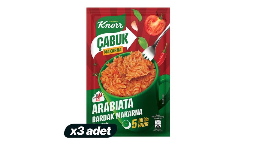 3'lü Knorr Çabuk Arabiata Bardak Makarna Paketi