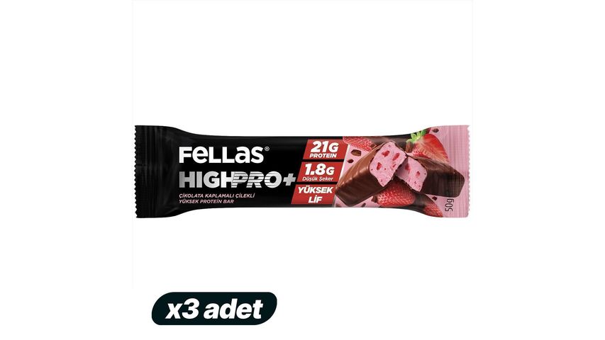 3x Fellas Chocolate-Covered HighPro+ Strawberry Bar Bundle