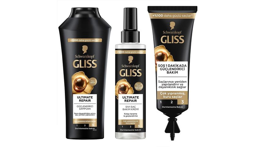 Gliss Ultimate Repair 3-Step Intensive Repair & Strengthening Hair Care Set Bundle