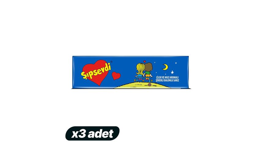 3'lü Şıpsevdi Çilek & Muz Aromalı Balonlu Sakız 25 g Paketi