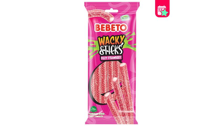 Bebeto Wacky Sticks Strawberry & Vanilla Soft Candy 75 g