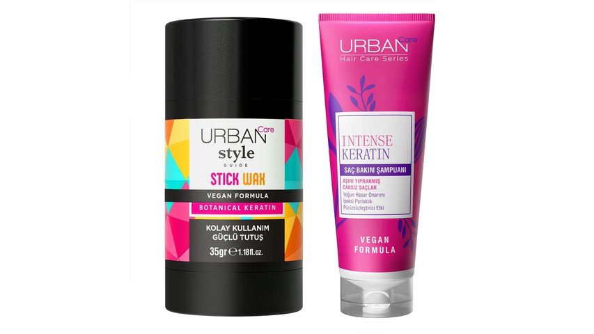 Urban Care Style Guide Stick Wax 35 g & Urban Care Intense Keratin Hair Care Shampoo 250 ml Bundle