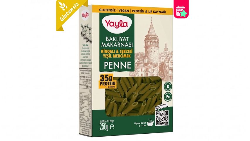 Yayla Green Lentil Penne with Quinoa & Vegetables 250 g