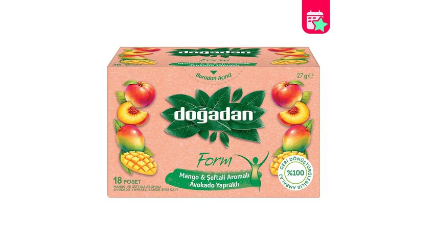 Doğadan Mango & Peach Flavored Form Tea with Avocado Leaf 18 Bags