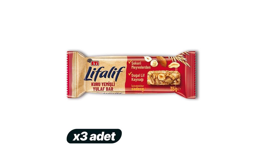 3'lü Eti Lifalif Kuru Yemişli Bar 35 g Paketi