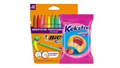 BIC Kids Kid Couleur Felt Tip Pens & Ülker Kekstra Jölebol Strawberry Cake Bundle
