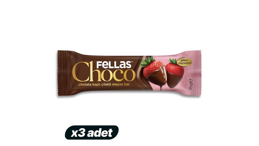 3x Fellas Choco Strawberry Fruit Bar Bundle