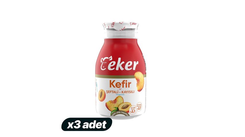 3x Eker Peach & Apricot Kefir 200 ml Bundle
