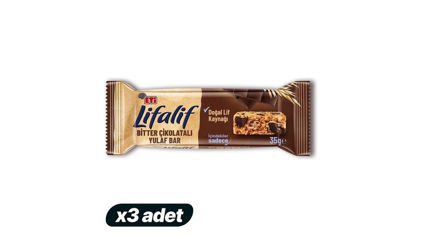3’lü Eti Lifalif Bitter Çikolatalı Yulaf Bar 35 g Paketi
