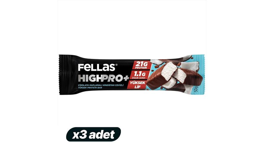 3x Fellas Chocolate-Covered HighPro+ Coconut Bar Bundle