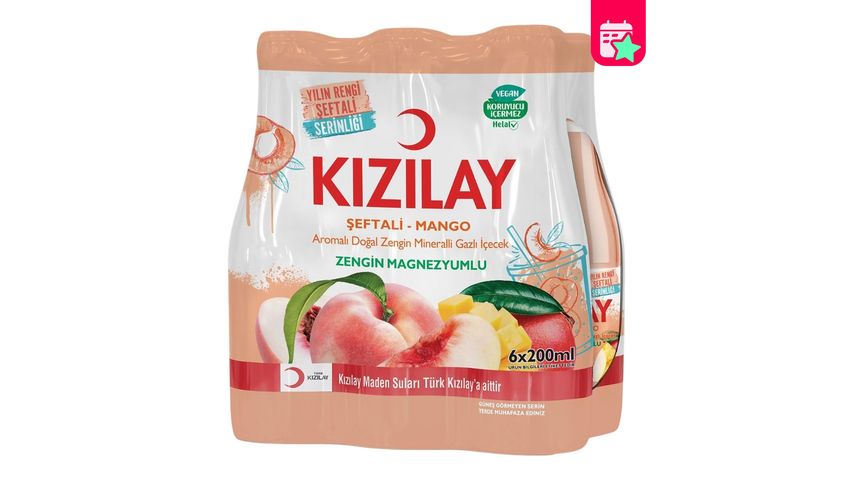 Kızılay Peach & Mango Flavored Mineral Water 6 x 200 ml