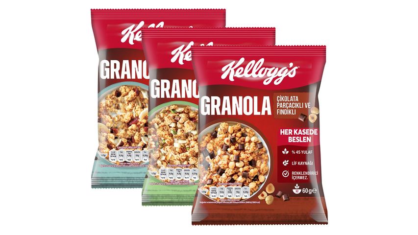 Kellogg's Chocolate Chips & Pistachio & Mixed Fruit Granola Bundle