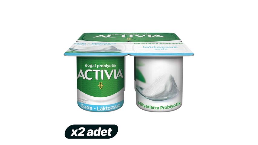 2x Activia Probiotic Lactose-Free Plain Yogurt 4 x 100 g Bundle