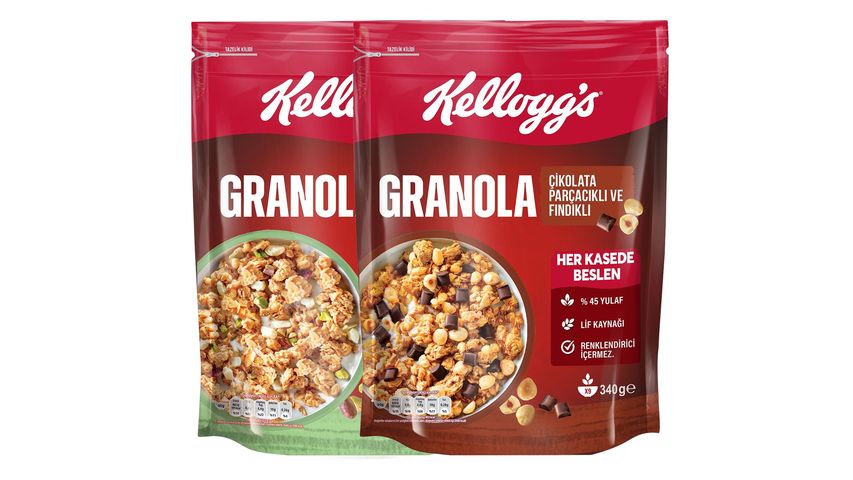 Kellogg’s Chocolate Hazelnut Granola 340 g & Pistachio & White Chocolate Granola 300 g Bundle