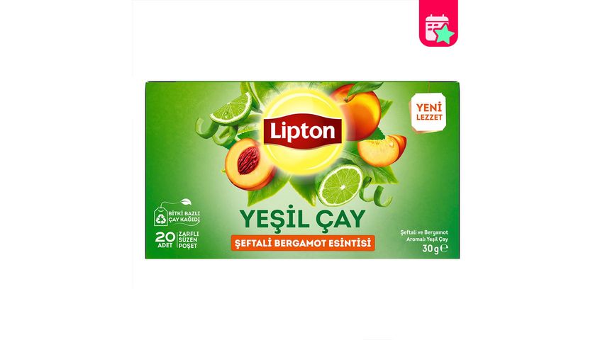 Lipton Peach & Bergamot Flavoured Green Tea 20 Bags 30 g