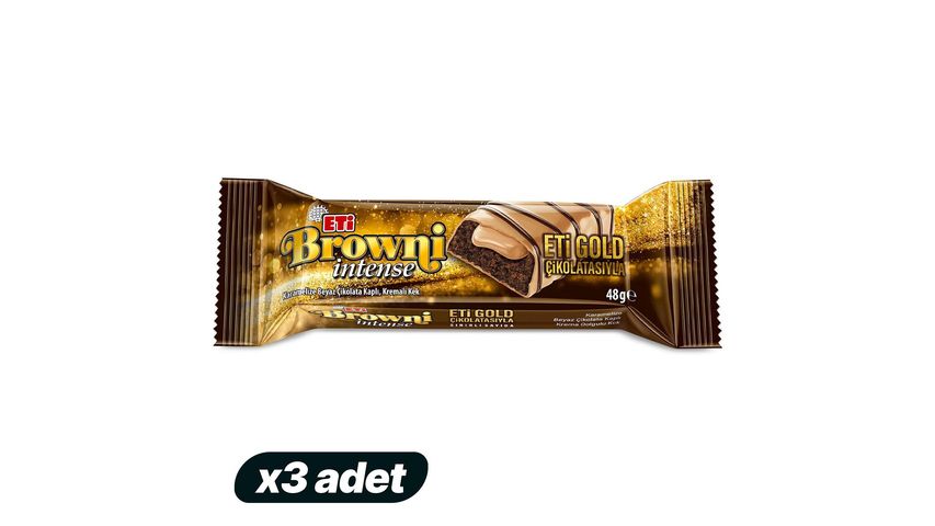 3'lü Eti Browni Intense Gold Çikolatalı Kek Paketi