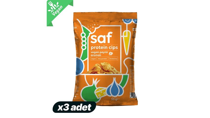 3x Saf Nutrition Vegan Cheese Flavored Protein Chips 50 g Bundle