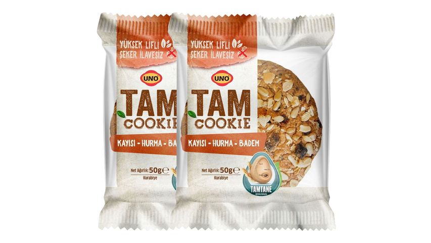 2'li Uno Hurma Kayısı Bademli Cookies 50 g Paketi