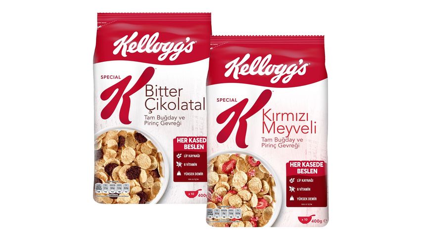 Kellogg's Special K Çikolatalı Kahvaltılık Gevrek 400 g & Special K Kırmızı Meyveli Kahvaltılık Gevrek 400 g Paketi