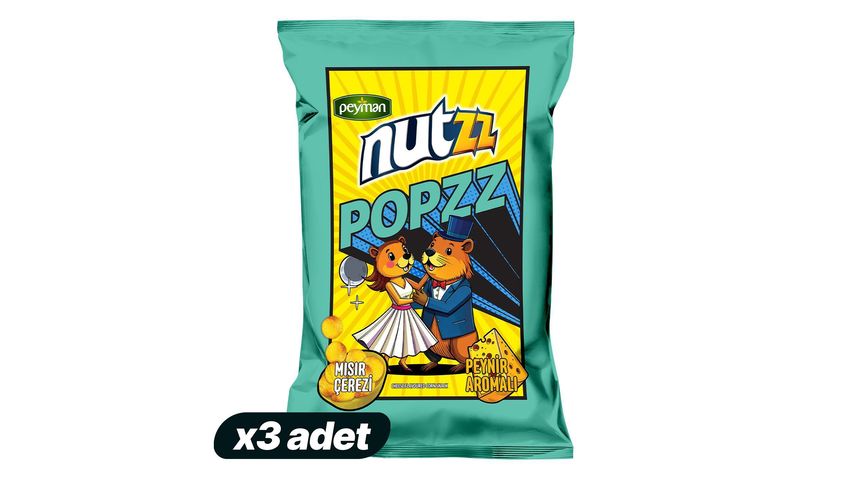 3'lü Nutzz Popzz Peynir Aromalı Mısır Çerezi 100 g Paketi