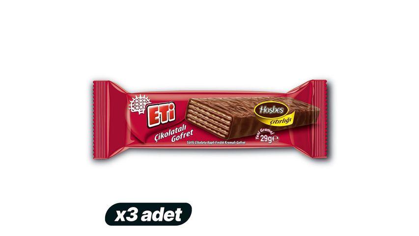 3x Eti Milk Chocolate Covered Hazelnut Cream Wafer 29 g Bundle