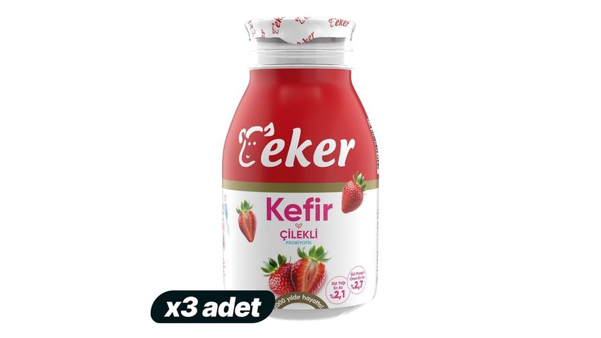 3x Eker Strawberry Kefir 200 ml Bundle