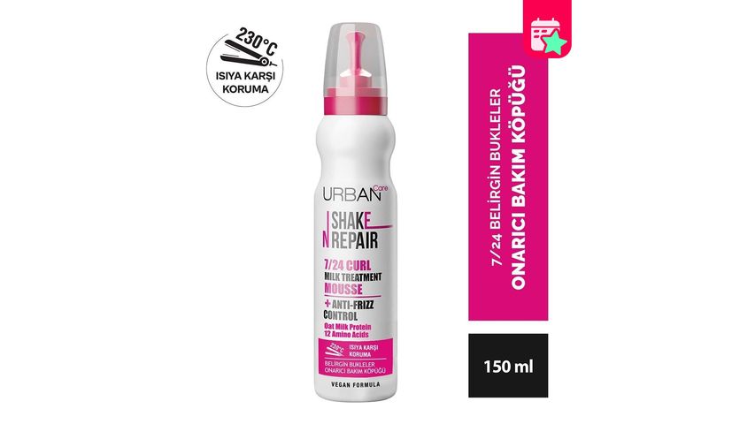 Urban Care Shake N Repair 7/24 Anti-Frizz & Curly Hair Care Foam 150 ml