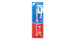 Colgate Extra Clean Medium Toothbrush with Tongue Cleaner that Extends to the Back Teeth 1+1