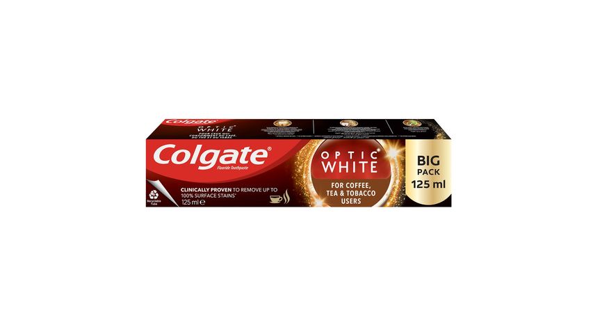 colgate optic white for coffee tea and tobacco Colgate Optic White Whitening Toothpaste for Coffee, Tea and Tobacco Users  125 ml