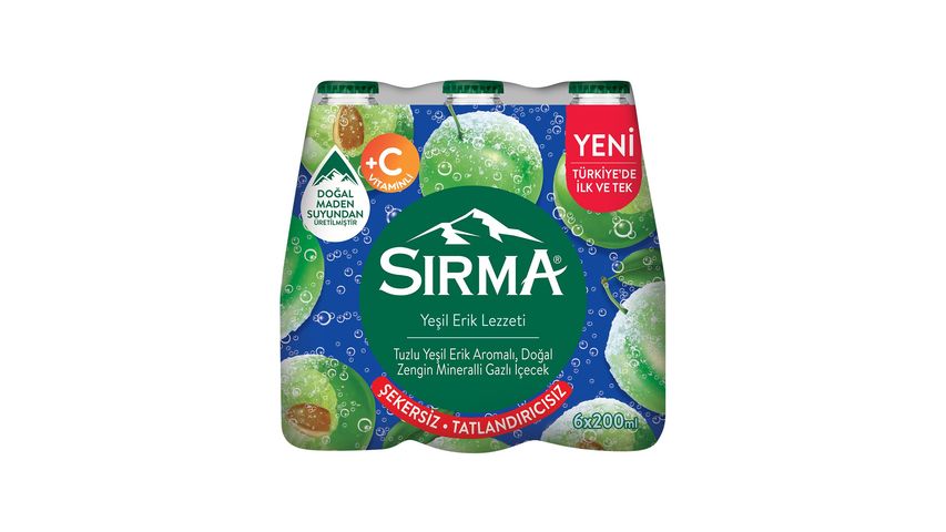 Sırma Vitamin C Green Plum Flavored Natural Mineral Water 6 x 200 ml