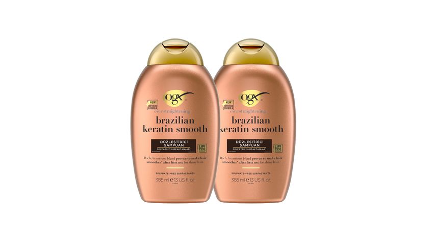 OGX Düzleştirici Brazilian Keratin Smooth Sülfatsız Şampuan 2x385 ml