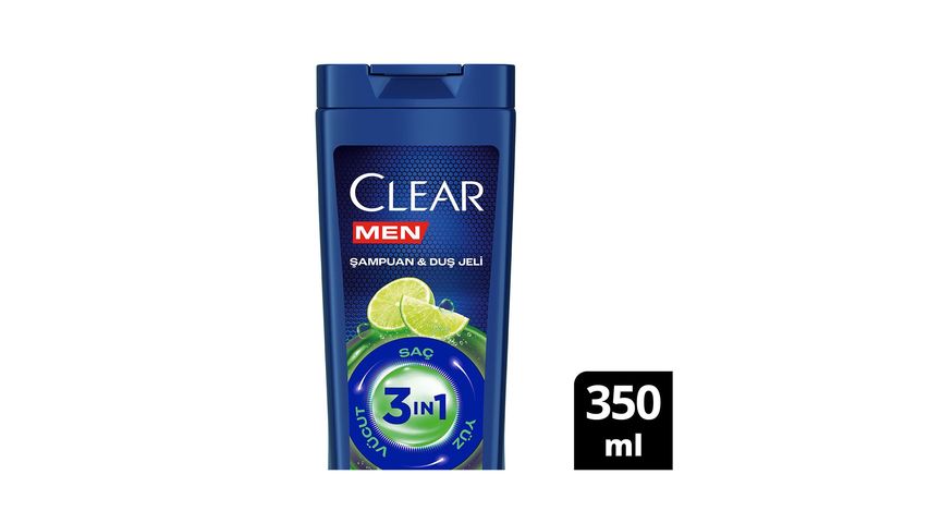 Clear Men 3in1 Şampuan & Duş Jeli Lime Özü 350 ml