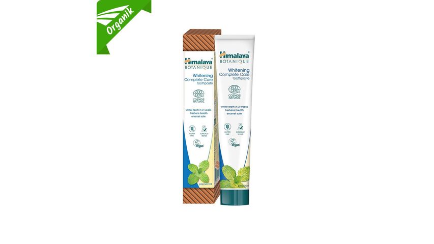 Himalaya Beyazlatıcı Komple Bakım Diş Macunu Ecocert Cosmos Sertifikalı Organik Aktif & Nane Aromalı 75 ml