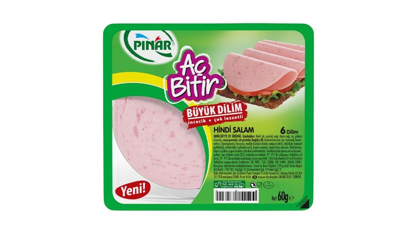 Pınar Open and Finish Large Sliced Turkey Salami 60 g