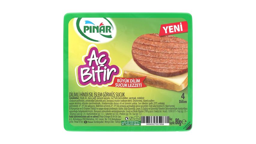 Pınar Ready-to-Eat Large Slice Turkey Sucuk 80 g
