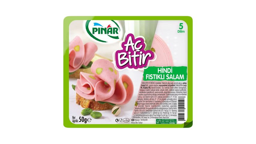 Pınar Open Finish Turkey Salami with Pistachios Large Slice 50 g