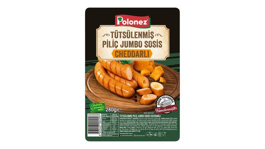 Polonez Tütsülenmiş Piliç Jumbo Cheddarlı Sosis 280 g