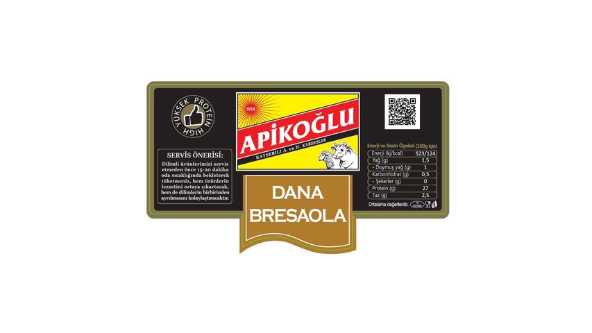 Apikoğlu Kurutulmuş Dana Jambon Dana Bresaola Dilimli 70 g