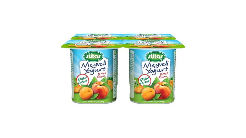 Sütaş Peach Apricot Fruit Yogurt 4 x 115 g