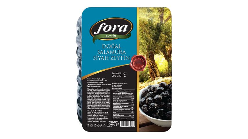 Fora Gemlik Doğal Salamura Siyah Zeytin 1000 g