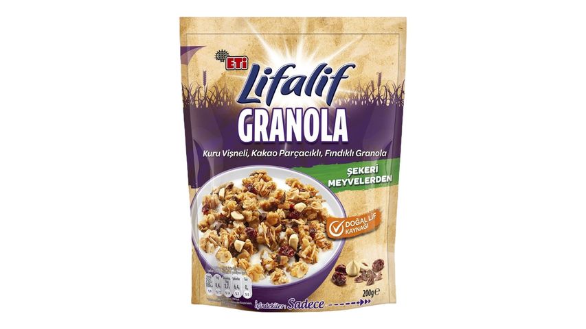 Eti Lifalif Granola with Dried Cherry, Cocoa Chips, Hazelnuts 200 g