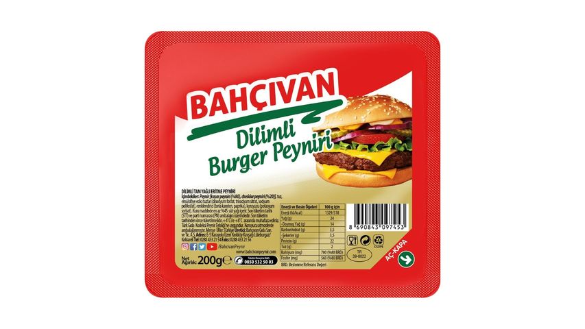 Bahçıvan Sliced Burger Cheese 200 g