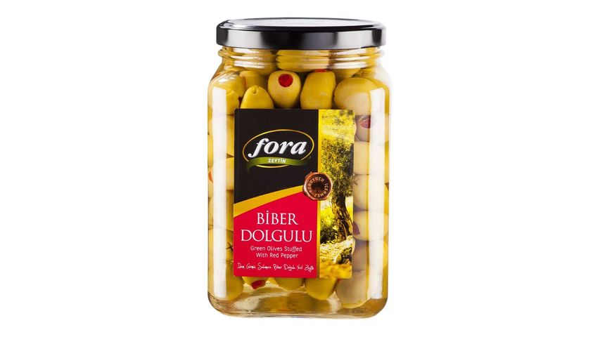 Fora Kırmızı Biber Dolgulu Yeşil Zeytin 900 g