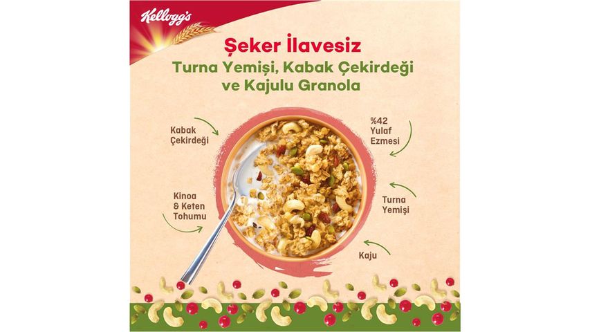 Kellogg's Şeker İlavesiz Kajulu, Kabak Çekirdekli ve Turna Yemişli Granola 250 g