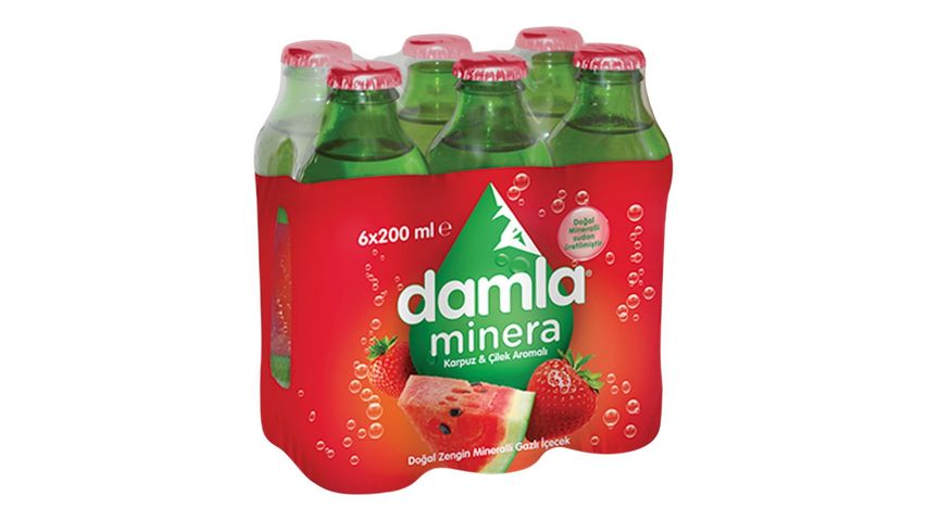 Damla Minera Watermelon Strawberry Flavored Mineral Water 6 x 200 ml