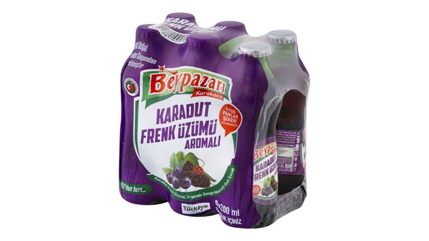 Beypazarı Karadut Frenk Üzümü Aromalı Maden Suyu 6 x 200 ml