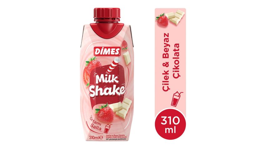 Dimes Çilekli Beyaz Çikolatalı Milkshake 310 ml