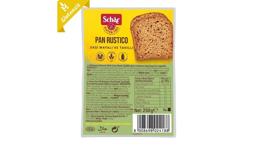 Schar Pan Rustico Gluten Free Fiber Bread 250 g