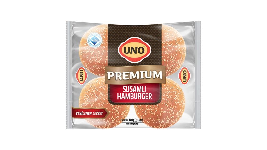 Uno Premium Susamlı Büyük Hamburger Ekmeği 4'lü 340 g