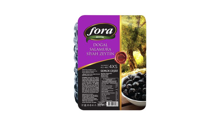 Fora Gemlik Natural Brined Black Olives 411–460 500 g